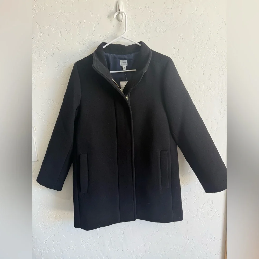 NWT J Crew Petite city coat with button neck size 8P